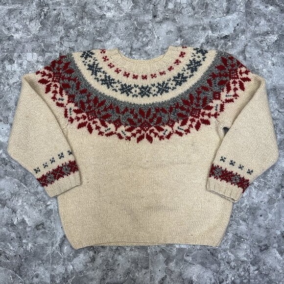 Vintage Eddie Bauer Womens Small Wool Blend Sweater Snowflake Holiday - Picture 1 of 5